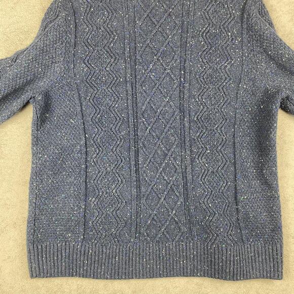 Duluth Trading Sweater Mens XL Blue Wool Alpaca Cable Knit Donegal Crewneck - Picture 10 of 16